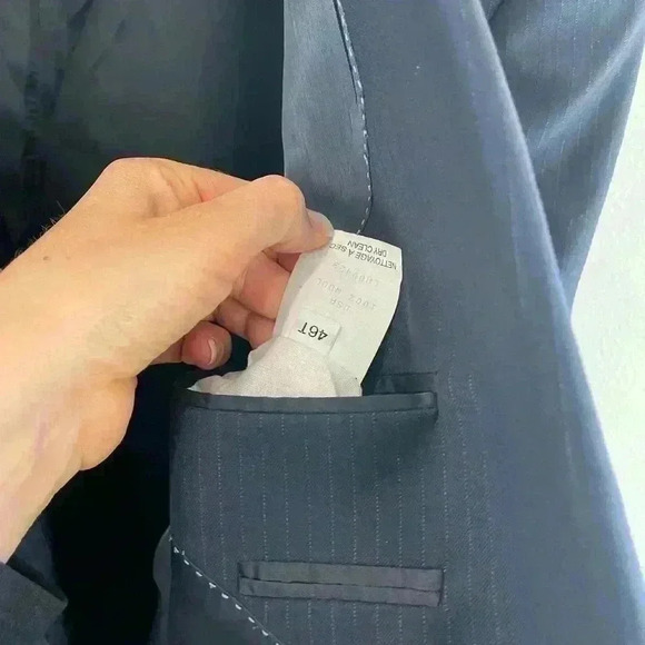 Peter Millar Blazer Jacket Mens 46 T Navy Blue Striped 100% Wool Suit Sp… - Picture 4 of 4